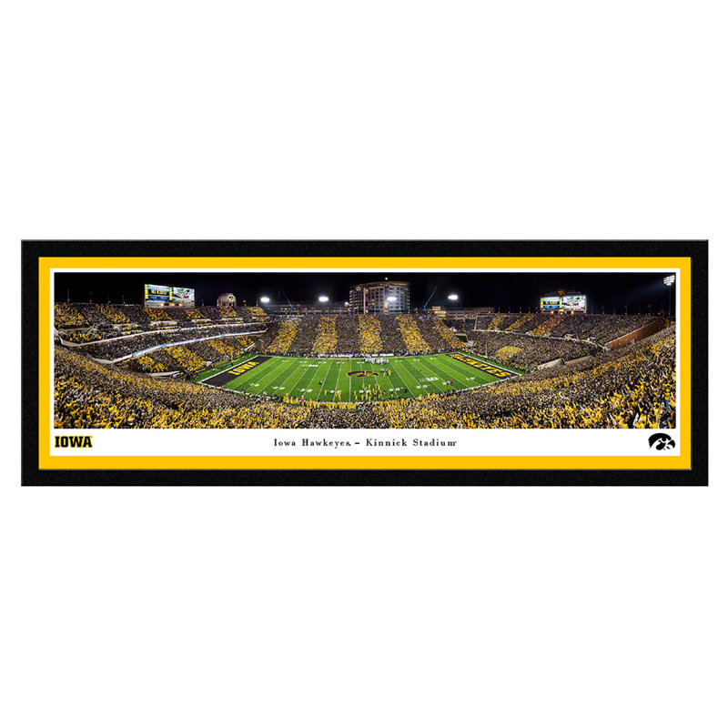 NCAA Iowa Hawkeyes Football Panoramic Print, Black Floater Framed, 15.5" H x 42" W x 0.88" D