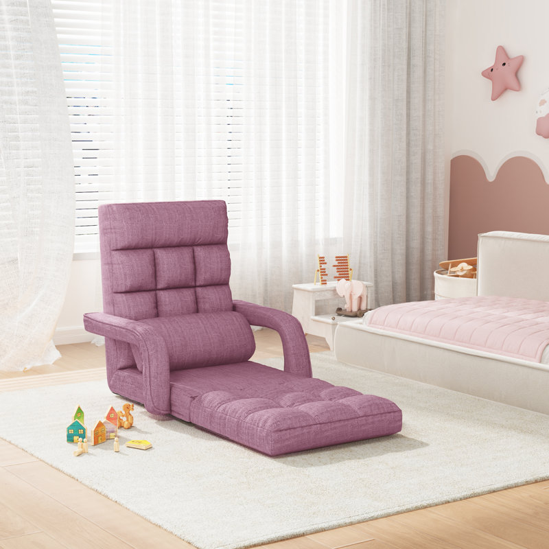 Adjustable Reclining Erogonomic Floor Game Chair With Meditation Armrest, Purple