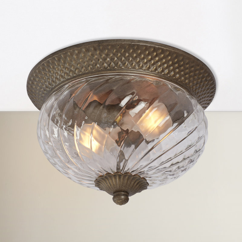 Plantation 2 - Light 12" Flush Mount, Pearl Bronze