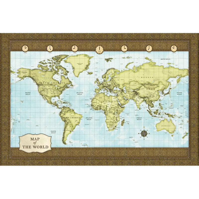 World Map Earthtone - Wrapped Canvas Art Prints, 30cm H x 46cm W