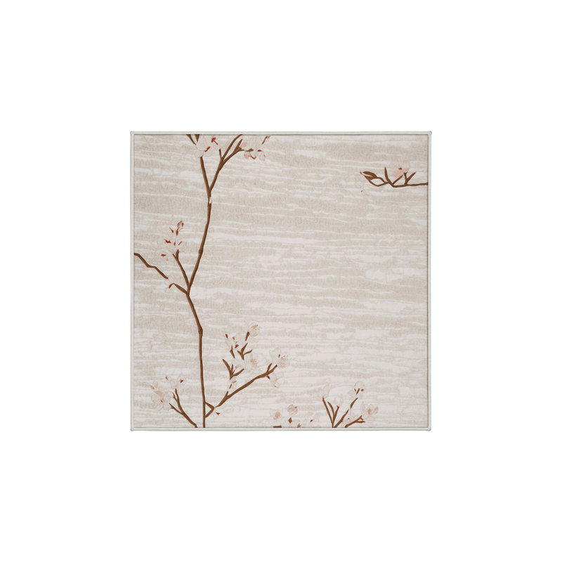 Machine Washable Beige Area Rug, Square 5'