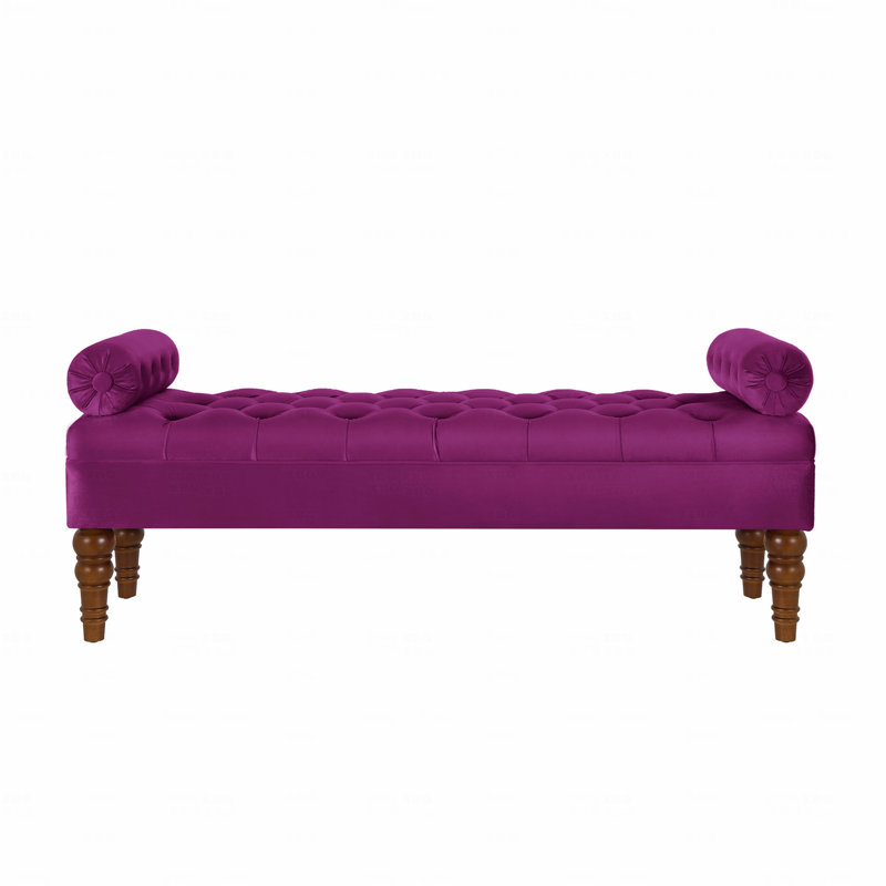 Velvet Fabric Upholstered Long Bed Bench For Bedroom,Upholstered Design Window Bench With Tufted Button,Entryway Bench,Bolster Bench