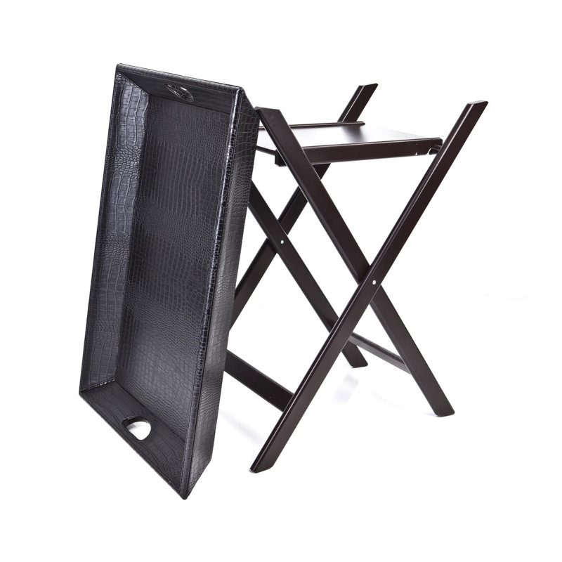 Milpitas Tray Top Cross Legs End Table, Black