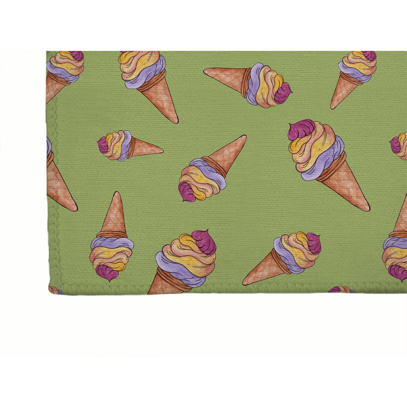 Tapis de bureau léger Summer Ice Cream, L 48 po x P 72 po, Herbe verte