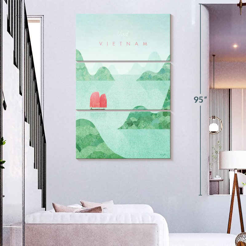 Affiche de voyage rétro du Vietnam, 45" H x 28" W