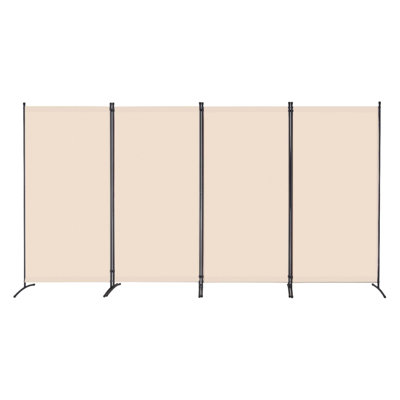 Paravent pliable à 4 panneaux, écran de confidentialité portable pour bureau et maison, beige, résistant et imperméable