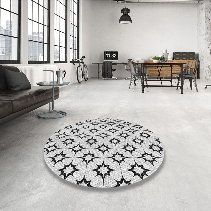 Chenille Geometric Indoor Rug, Round 3'