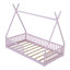 Lit simple avec clôture rose - Bois de pin massif pour une élégance stable-1499615666