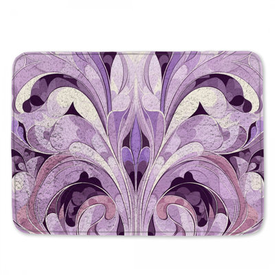 Purple Floral Swirls Bath Mat