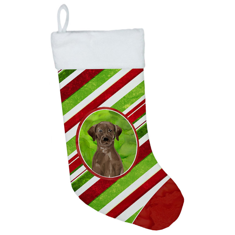 Chaussette de noël à rayures à sucre, Labrador Retriever chocolat