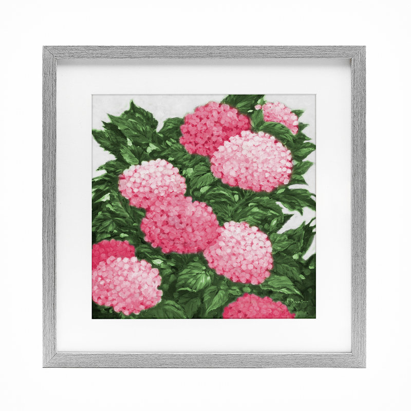 Impressions d'hortensias, reproduction encadrée sous verre, conception de Paul Brent, Cadre de ferme gris, H 13 po x l 13 po