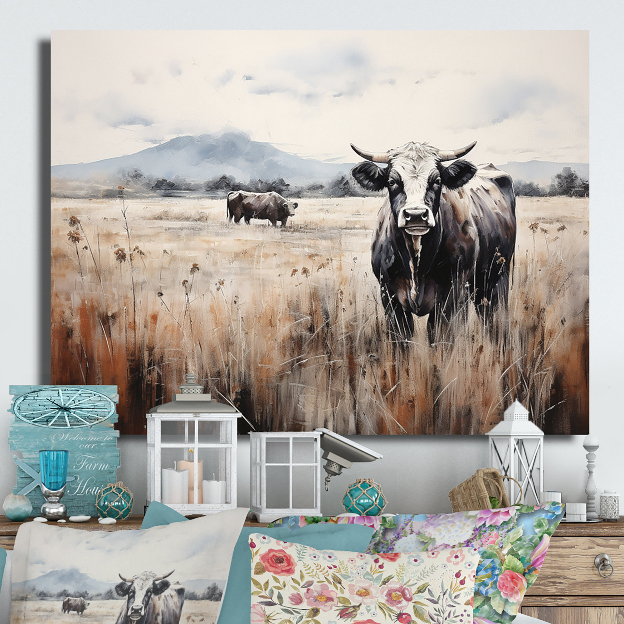 Millwood Pines Cow In The Meadow I On Metal Print | Wayfair