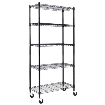 Becka Adjustable Heavy Duty Steel Wire Shelving Unit With Shelf Liners And Wheels By Efine