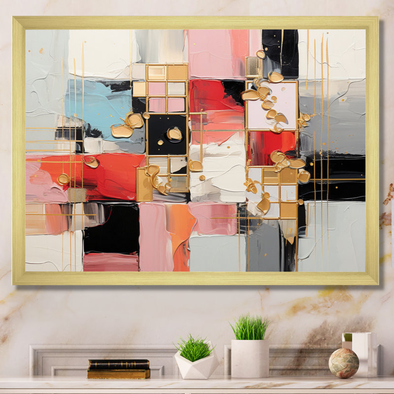 «Fashion Geometric Glam Collage», reproduction d'art sur toile moderne, H 16 po x l 32 po x P 1 po, Toile tendue
