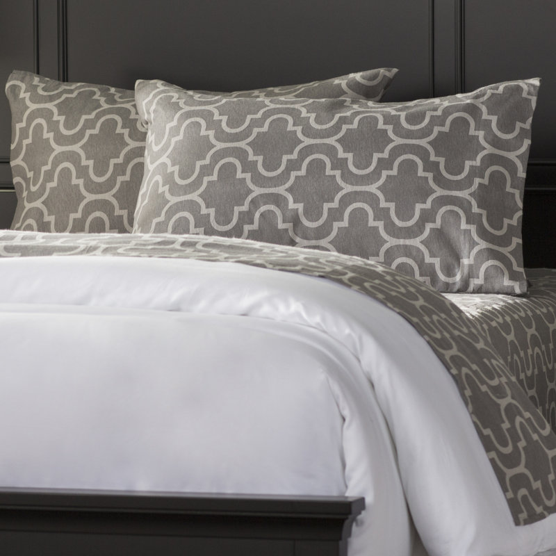 Ensemble de draps en 100% flanelle de coton Scotchis, Ensemble de draps pour lit double + drap-housse + , Trellis gris