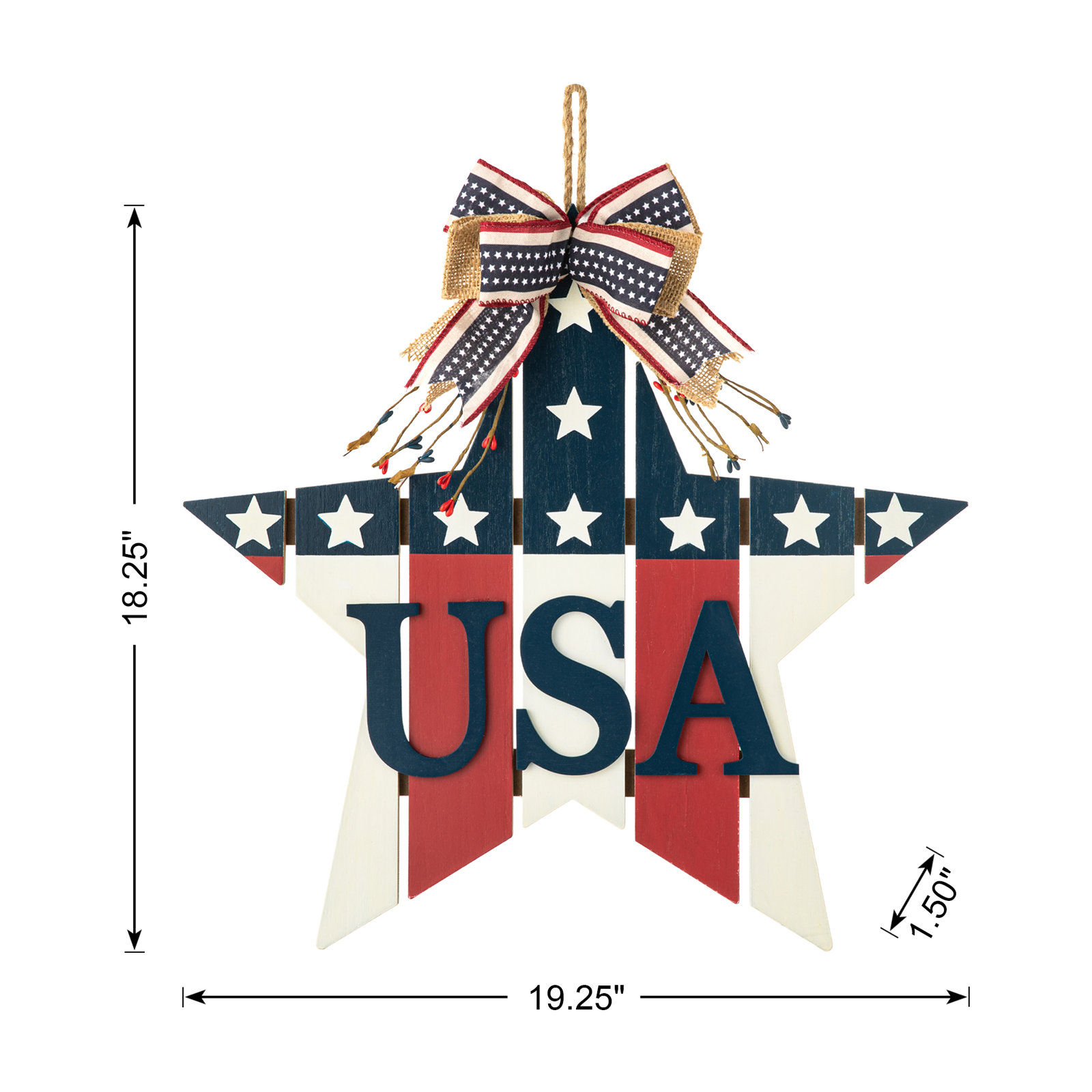 Patriotic/American Wooden Star Door Hanger