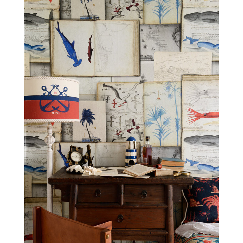 Sundance Villa Wallpaper Roll, Black/Indigo/White