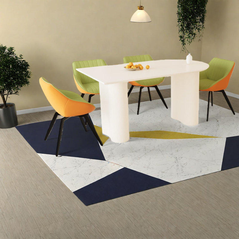 Ensembles de table à manger en MDF moderne avec chaises en polyuréthane vert pour la cuisine et la maison