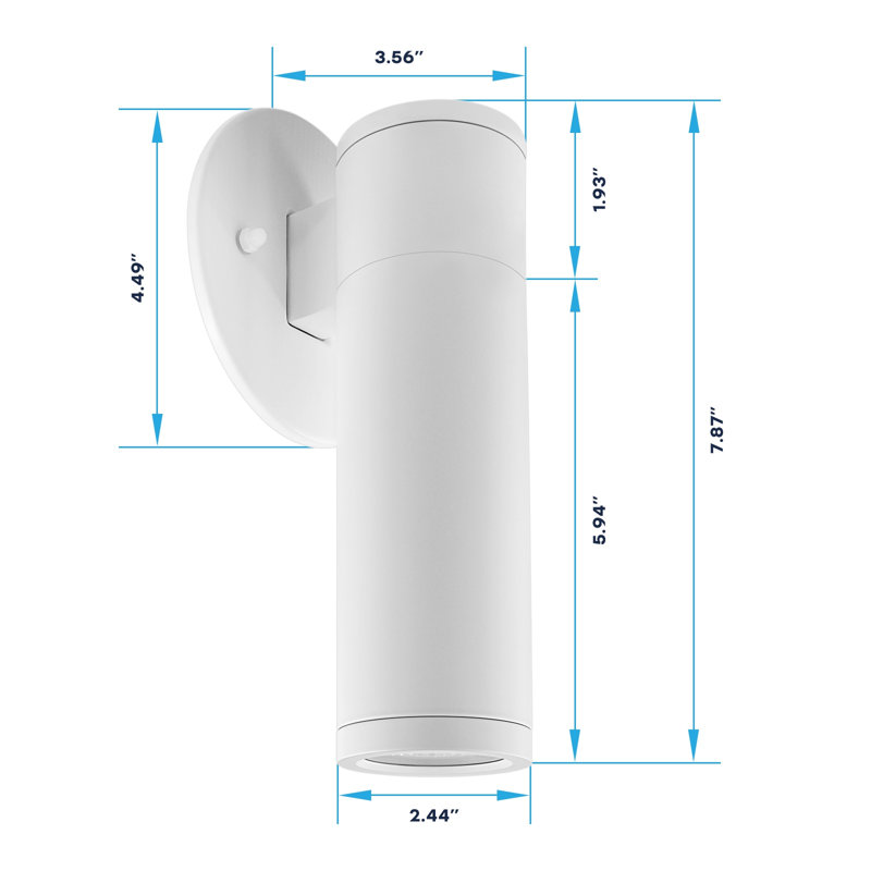  2.5-Inch LED Cylinder Wall Light Fixture, 15W, 1100 Lumens, 5CCT Selectable, CRI 90, Dual Dimmable (TRIAC/0–10V) 120–277V, IC Rated ETL White