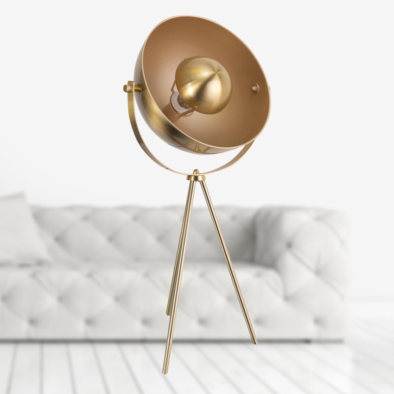 Mallen Metal Tripod Lamp, Satin Brass