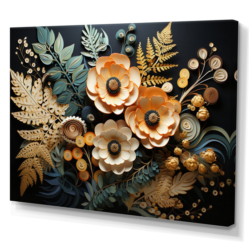 " Ferns Copper Elegance III ", H 30 po x l 40 po x P 1,5 po, Toile tendue