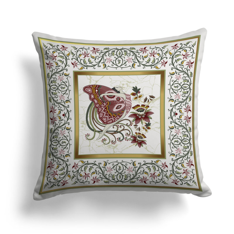 Harmony Haven  Square Throw Pillow, 18"H x 18"W, Yellow/Pink