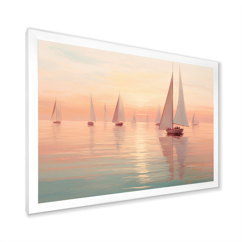 Oliveras voilier harmonieux III - impression, Cadre simple blanc, H 24 po x l 32 po x P 1 po