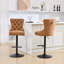Tabourets de bar orange élégants avec revêtement en similicuir - 2 hauteurs d'assise réglables de 63,5 à 84 cm, structure à rebond pivotante à 360° pour îlot de cuisine et pub