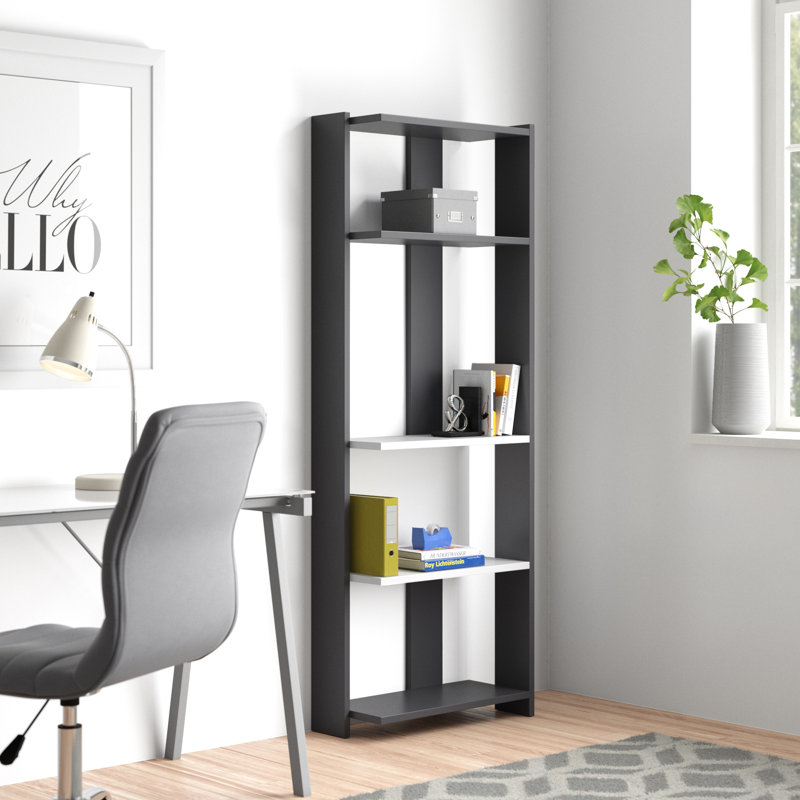 Bizzell 4 Tier Geometric Bookcase Modern Display Unit for Living Room or Home Office, 165cm H x 59cm W x 26cm D