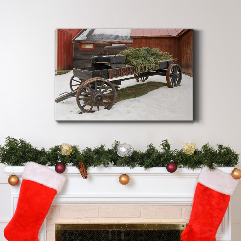Toile tendue avec châssis de qualité supérieure Country Store Wagon - prête à être accrochée, H 27 po x l 18 po x P 1 po