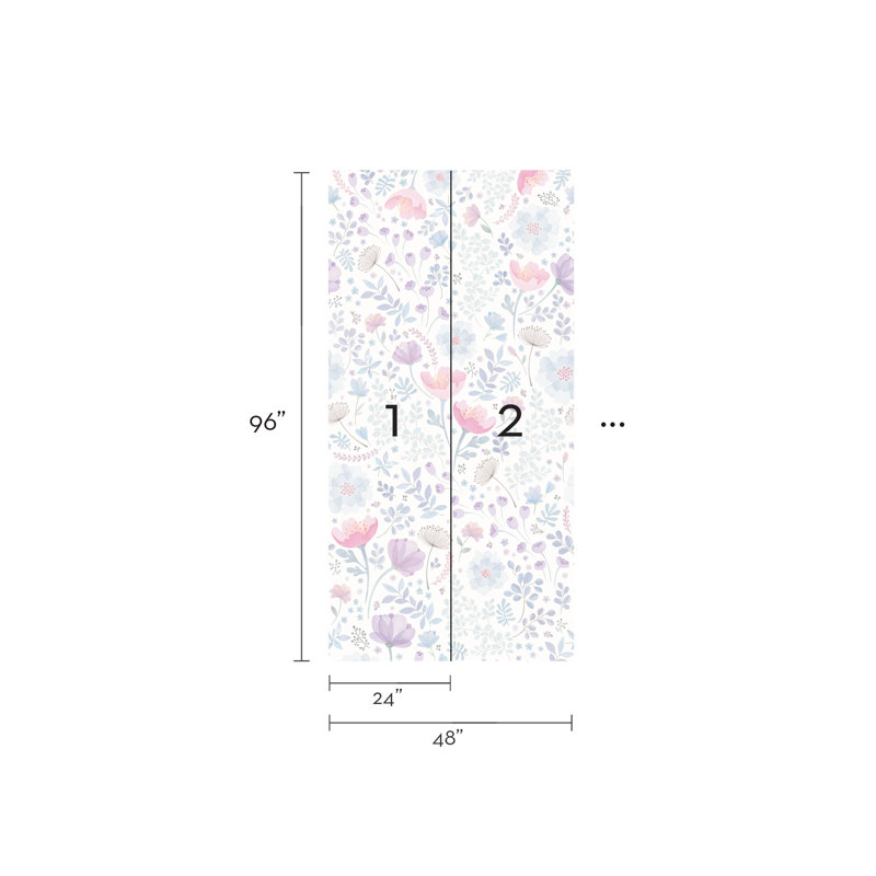 Panneau de papier peint texturé Lima Whimsy, L 96 po x l 48 po, Rose / mauve