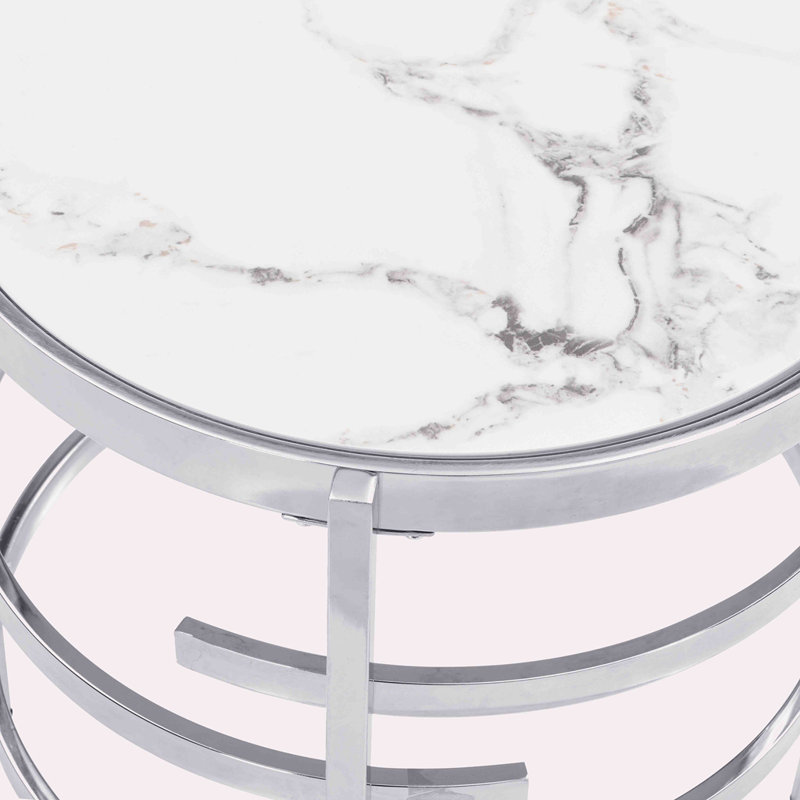Izaria Stone Top End Table, Silver
