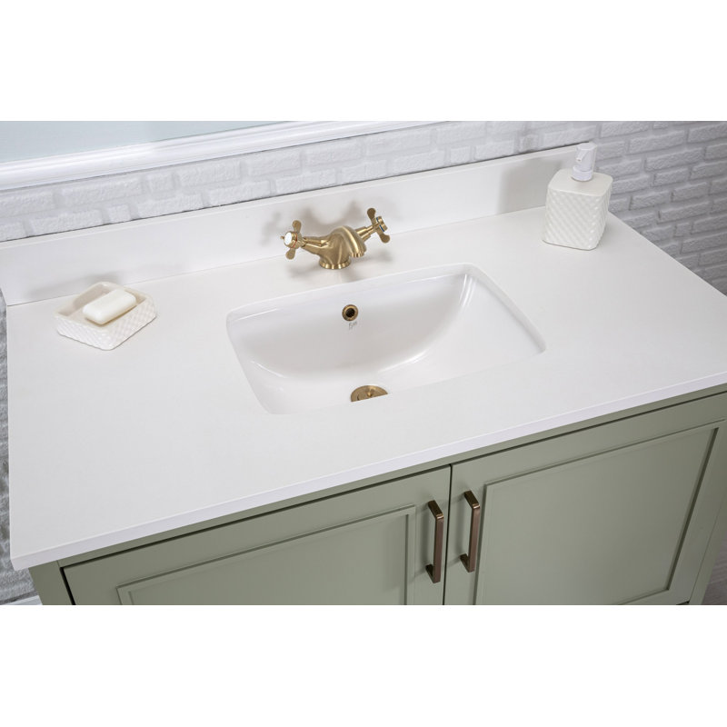 Ensemble de meuble-lavabo simple 141,3 po avec miroir Christionna, Vert