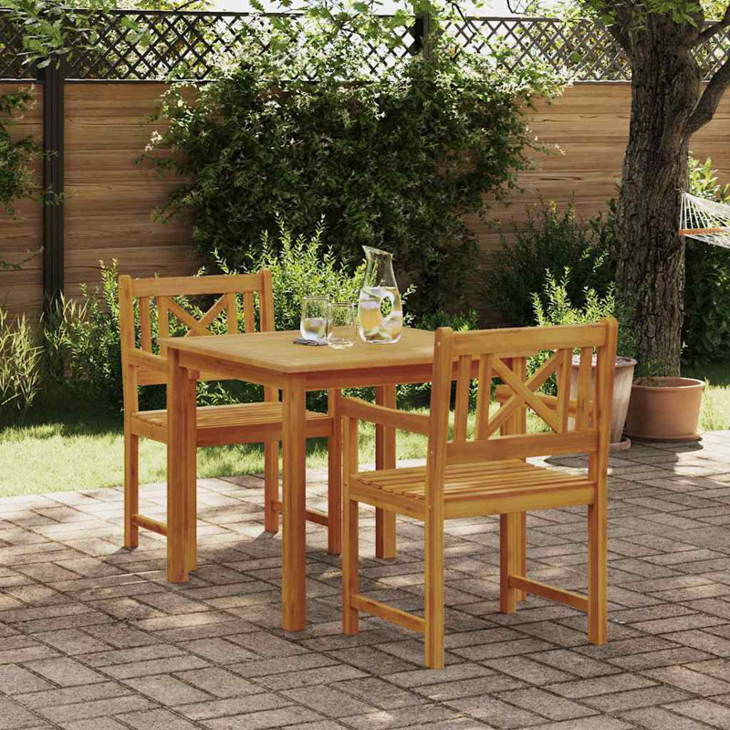 2 - Person Wood Patio Dining Set with Square Table, 74cm H x 85cm W x 85cm D