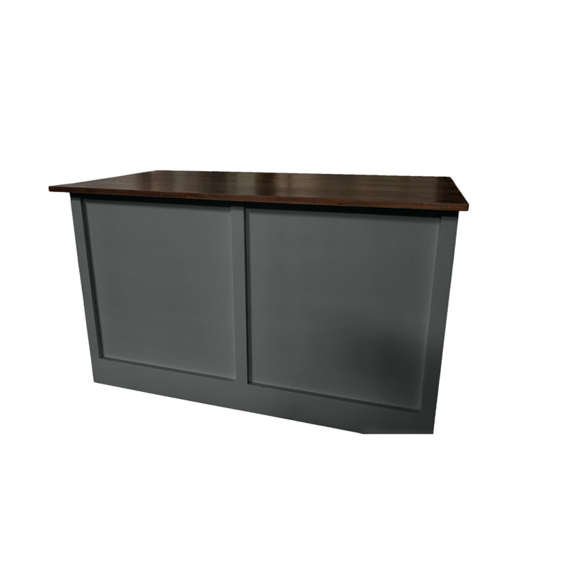 Modern 50" Solid Wood Kitchen Island with trash bin compartment and extra storage, Gray