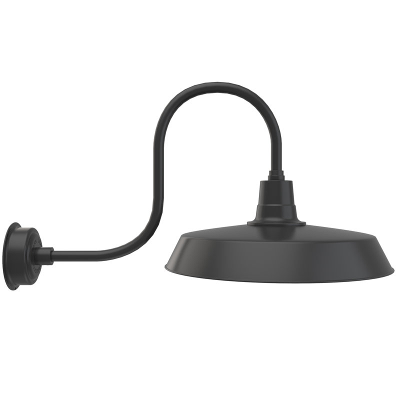 Luminaire de grange d'extérieur à DEL Haleigh, H 9 po x l 22 po x P 17 po, Noir mat
