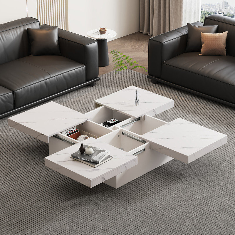 Coffee Table with Storage, White