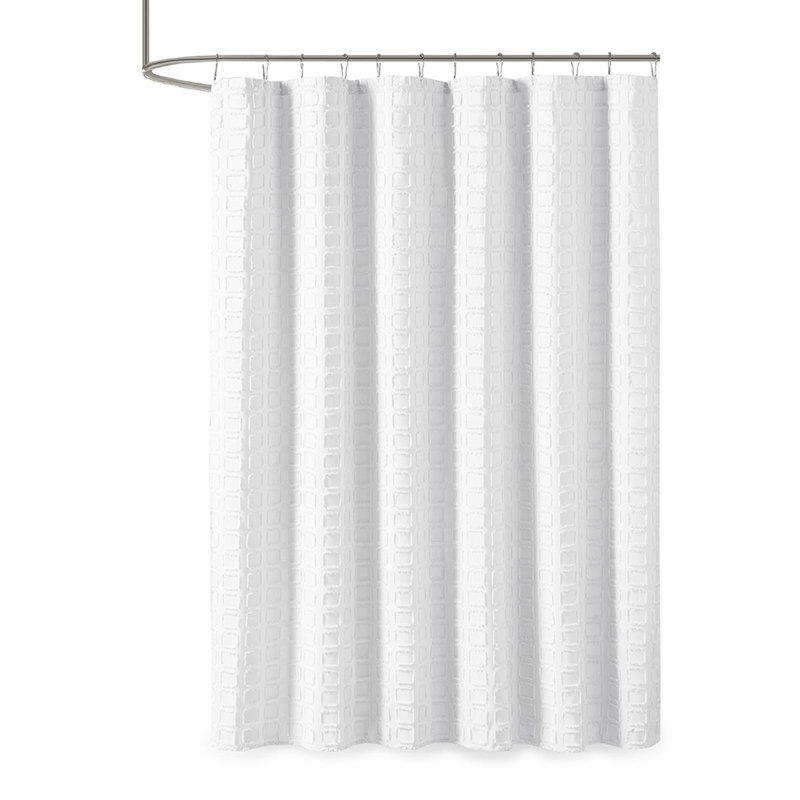Rideau de douche tissé à pince, Blanc