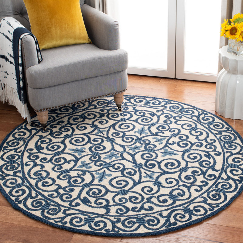 Brayton Hand Hooked Wool Pile Oriental Rug, Round 8'