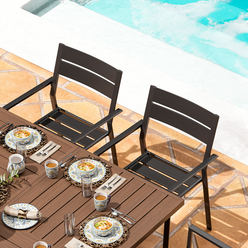 Amiko Square 8 - Person Outdoor Dining Set, Brown