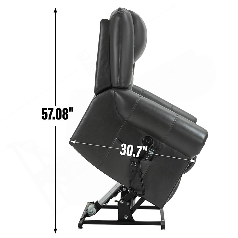 Power Lift Recliner Chair Heat Massage Dual Motor Infinite Position Up To 350 LBS, Faux Leather, Heavy Duty Motion Mechanism With USB Ports