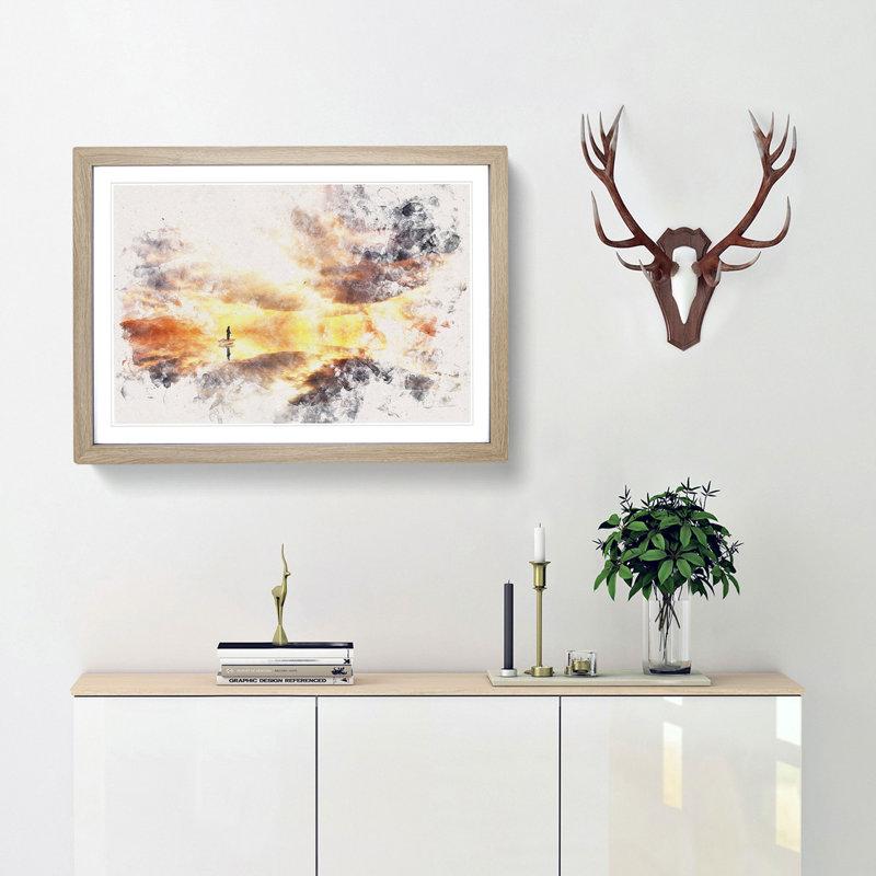 Fishing Boat - Picture Frame Painting Print, 36cm H x 48cm W x 2cm D, Oak Framed