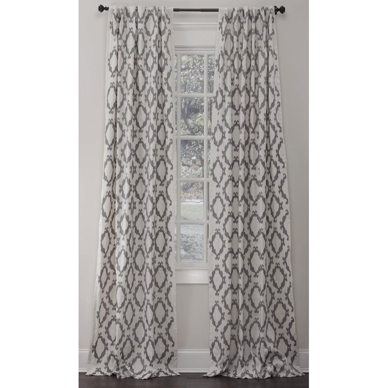 Pompei Room Darkening Curtain, Ivory/Gray, 50"W x 96"L