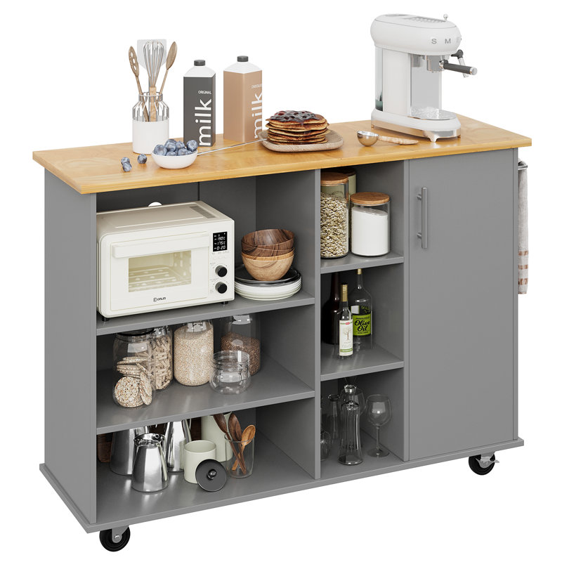 Chariot pour îlot de cuisine Catoosa, Gris