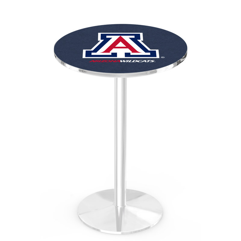Round Metal Base Dining Table, Chrome, University of Arizona
