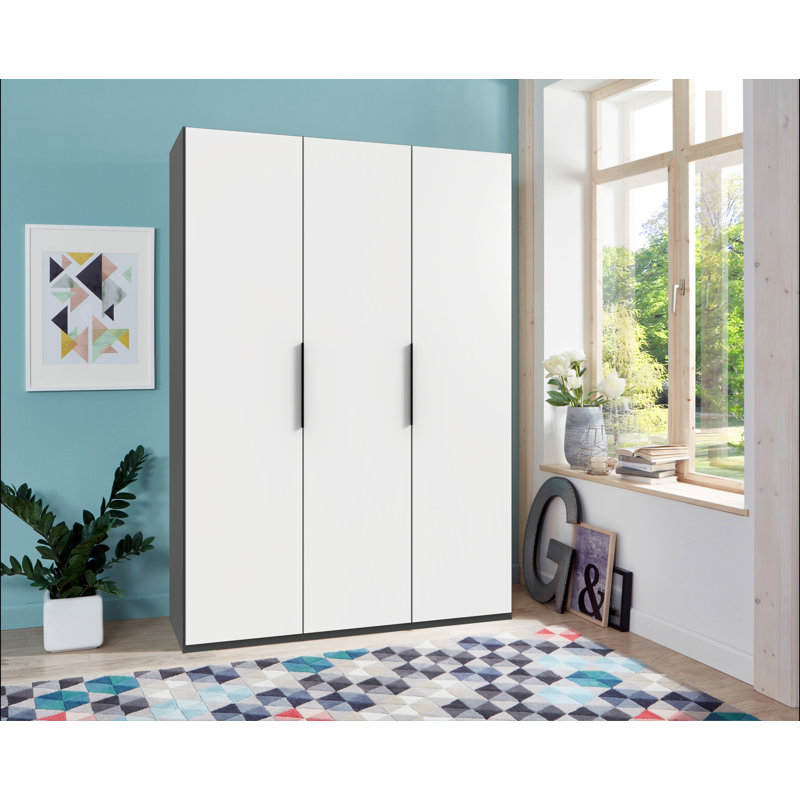 Guardino 3 Door Wardrobe, 236cm H x 150cm W x 58cm D, White/Graphite