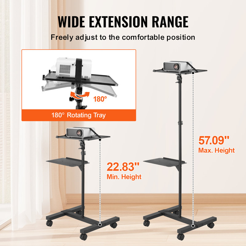 Projector Stand with Wheels Projector Floor Stand Height from 22.8-57.3"
