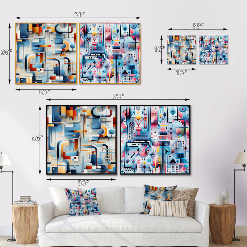 Blue Metropolis Matrix, H 16 po x l 33 po, Cadre flottant noir