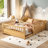 Montessori Wooden Floor Bed With High Security Barrier, Ideal For Children's Safety And Comfortable Sleep-1283585698-1282365360