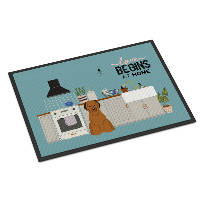 Tapis d'entrée antidérapant Guerriero, Berger de Brie brun, L 18 po x L 27 po